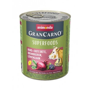 Konzerva GRANCARNO Superfoods 800g - hovädzie, cervená repa, cernice, púpava