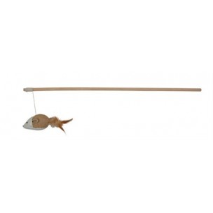 Udicka s hrackou myš s perím 50 cm