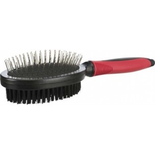 Brush, double-sided, plastic/nylon&metall bristles, 7 × 25 cm