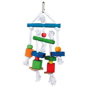 Toy on a rope, wood, coloured, 24 cm, multi coloured