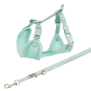 Junior puppy soft harness with leash, S–M: 26–34 cm/10 mm, 2.00 m, mint