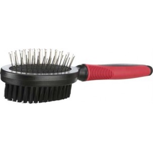 Brush, double-sided, plastic/nylon&metall bristles, 5 × 21 cm