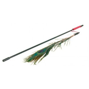 Playing rod with peacock feather, plastic, 47 cm