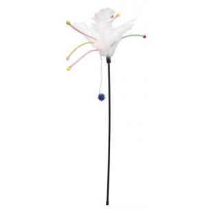 Playing stick with feathers, plastic, catnip, 41 cm