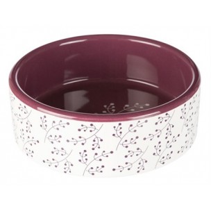 Bowl, flower motif, ceramic, 0.3 l/ř 12 cm, white/berry