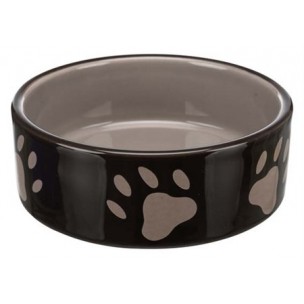 Bowl, with paw prints, ceramic, 0.3 l/ř 12 cm, brown/taupe