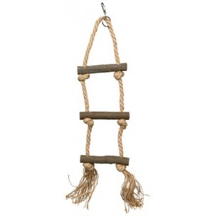 Rope ladder, bark wood/sisal, 3 rungs/40 cm
