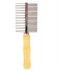 Comb, double-sided medium/coarse, wood/metal prongs, 17 cm