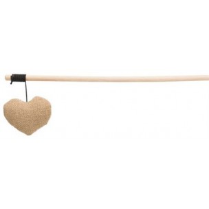Playing rod with heart, wood/fabric, catnip, 35 cm