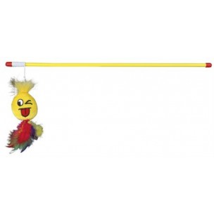 Playing rod with smiley, plastic/plush, catnip, 50 cm