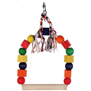 Arch swing with colourful blocks, wood, 20 × 29 cm