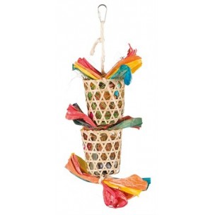Natural toy on a sisal rope, palm/lily leaf, 35 cm, multi coloured