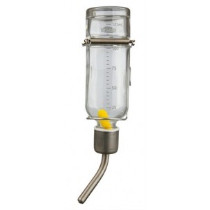 Water bottle with spring/slot & wire holder, glass, 250 ml