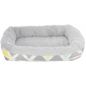 Sunny cuddly bed, square, plush, 38 × 7 × 25 cm, multi coloured//grey