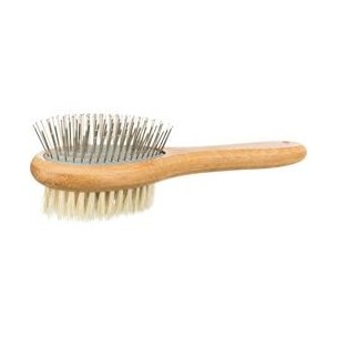 Brush, double-sided, bamboo/natural &wire bristles, 5 × 19 cm