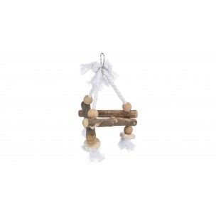 Swing on a rope, bark wood, 16 × 16 × 16 cm