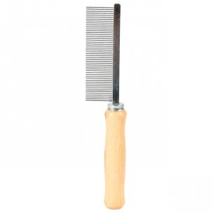 Comb, fine, wood/metal prongs, 17 cm