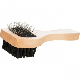 Soft brush, double-sided, wood/metal bristles, 6 × 13 cm