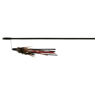 Playing rod with leather straps/feathers, plastic, 50 cm