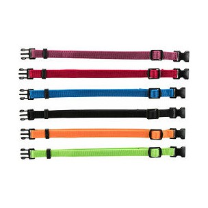 Junior Set of puppy collars, M–L: 22–35 cm/10 mm, 6 pcs., black, red, royal blue