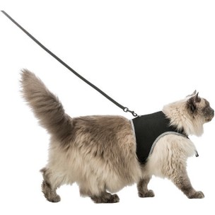 Soft harness cat, with leash XXL, 36–54 cm, 1.20 m, black