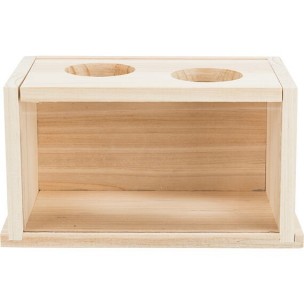 Sand bath, mice/hamsters, wood, 22 × 12 × 12 cm