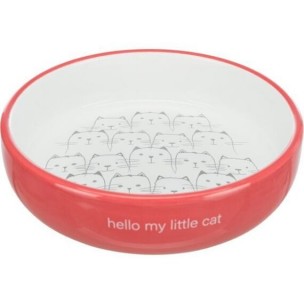 Hello my little cat bowl, flat, ceramic, 0.3 l/ř 15 cm, black/white