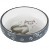 Bowl, flat, cat/paws, ceramic, 0.3 l/ř 15 cm, grey/white
