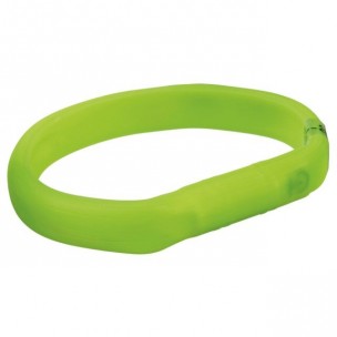 Flash light band USB, silicone, L–XL: 70 cm/18 mm, green