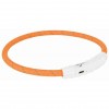 Flash light band USB, TPU/nylon, XS–S: 35 cm/ř 7 mm, orange