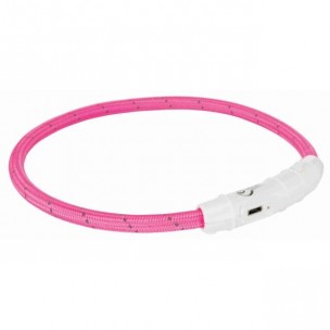 Flash light band USB, TPU/nylon, XS–S: 35 cm/ř 7 mm, pink