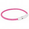 Flash light band USB, TPU/nylon, XS–S: 35 cm/ř 7 mm, pink