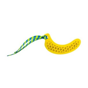 HHD Dentálna hracka pre šteniaka - banán prírodná guma s látkovým strapcom 12 cm