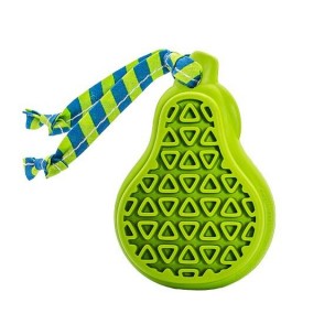 HHD Dentálna hracka pre šteniaka - hruška prírodná guma s látkovým strapcom 9 cm